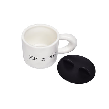 MUG POCILLO CERAMICA DISEÑOS DE GATO CON TAPA DIM:9X9X7
