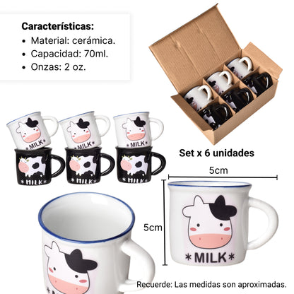 SET X 6 PZAS POCILLO CERAMICA 70ML