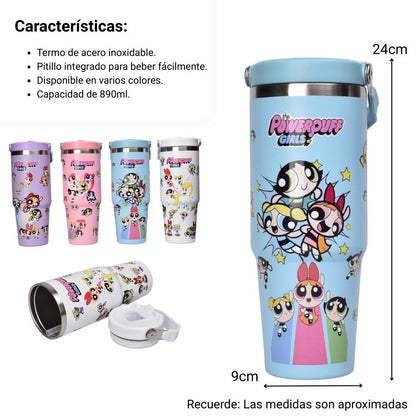 TERMO METALICO 890ML PERSONAJE DIM:9X24