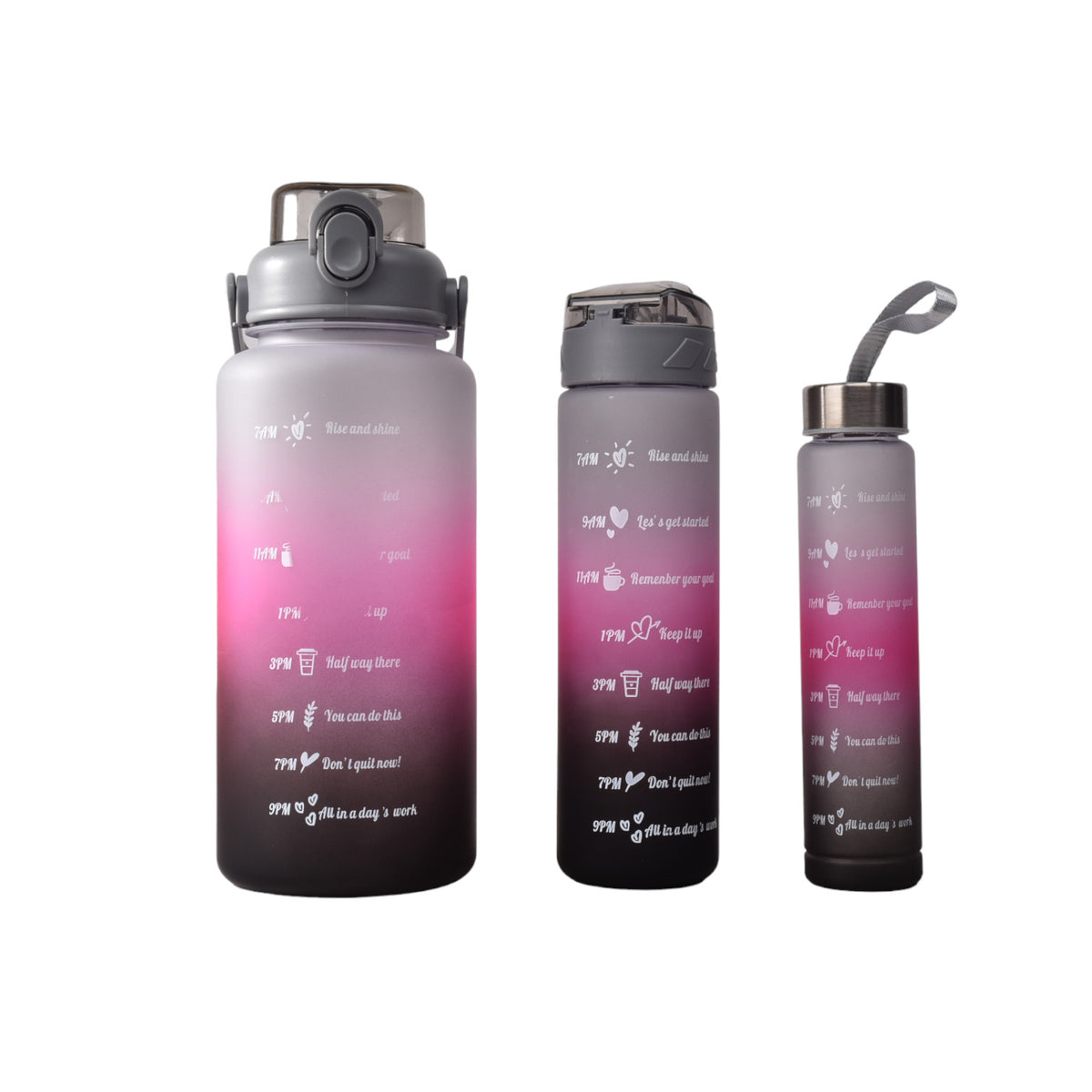 set botella motivacional de agua por 3 unidades