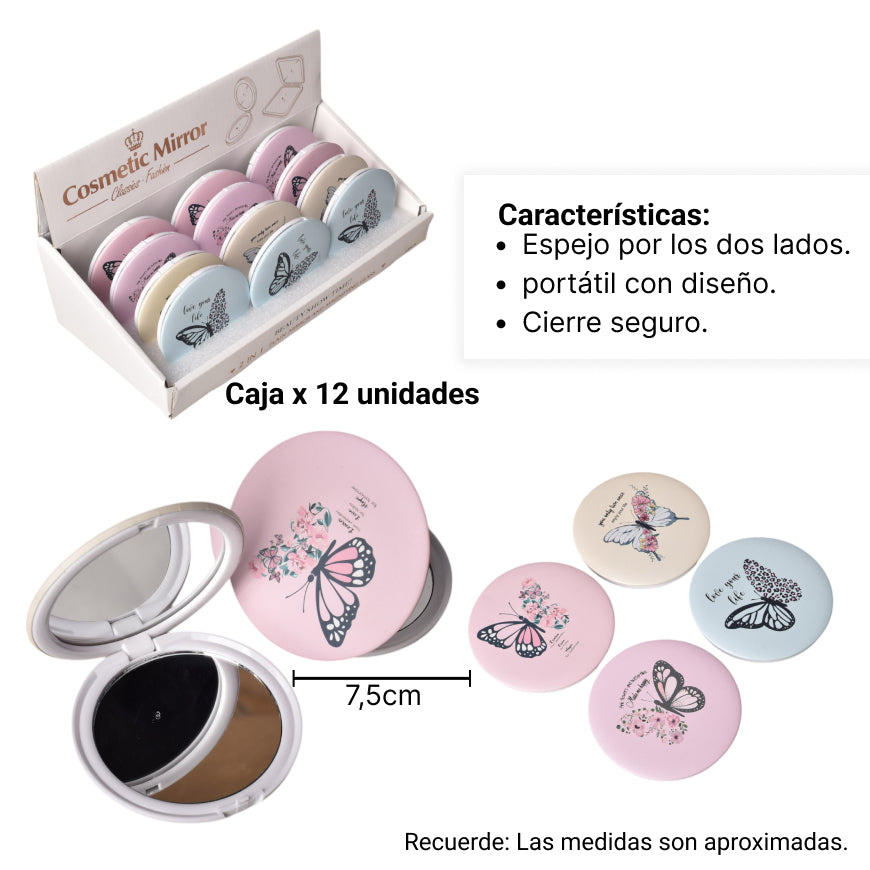 espejo vidrio sintetico plastico pequeño cartera diseño de m