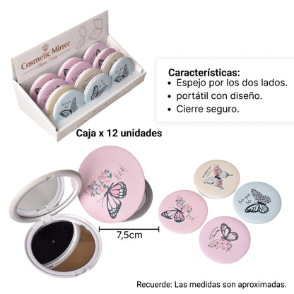 ESPEJO VIDRIO SINTETICO PLASTICO PEQUEÑO CARTERA DISEÑO DE M