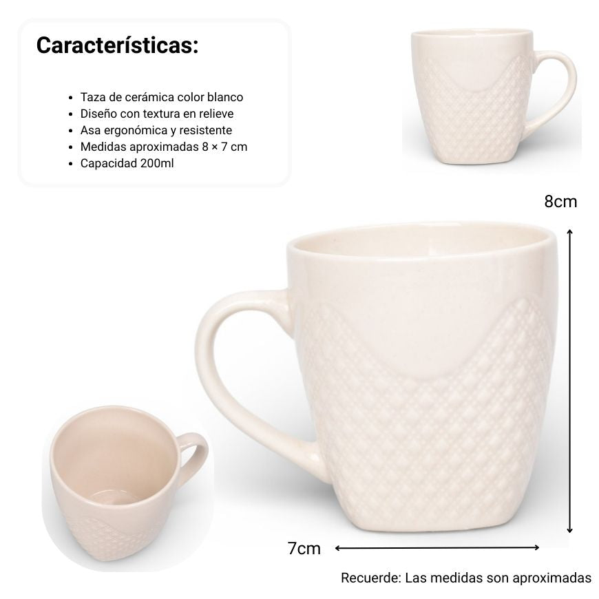 mug pocillo ceramica blanco 200ml dim:7x7x8