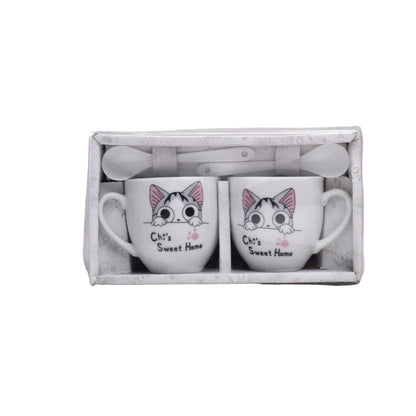 POCILLOS CON CUCHARAS SET 2PCS CERAMICA DIM:5*6*6CM