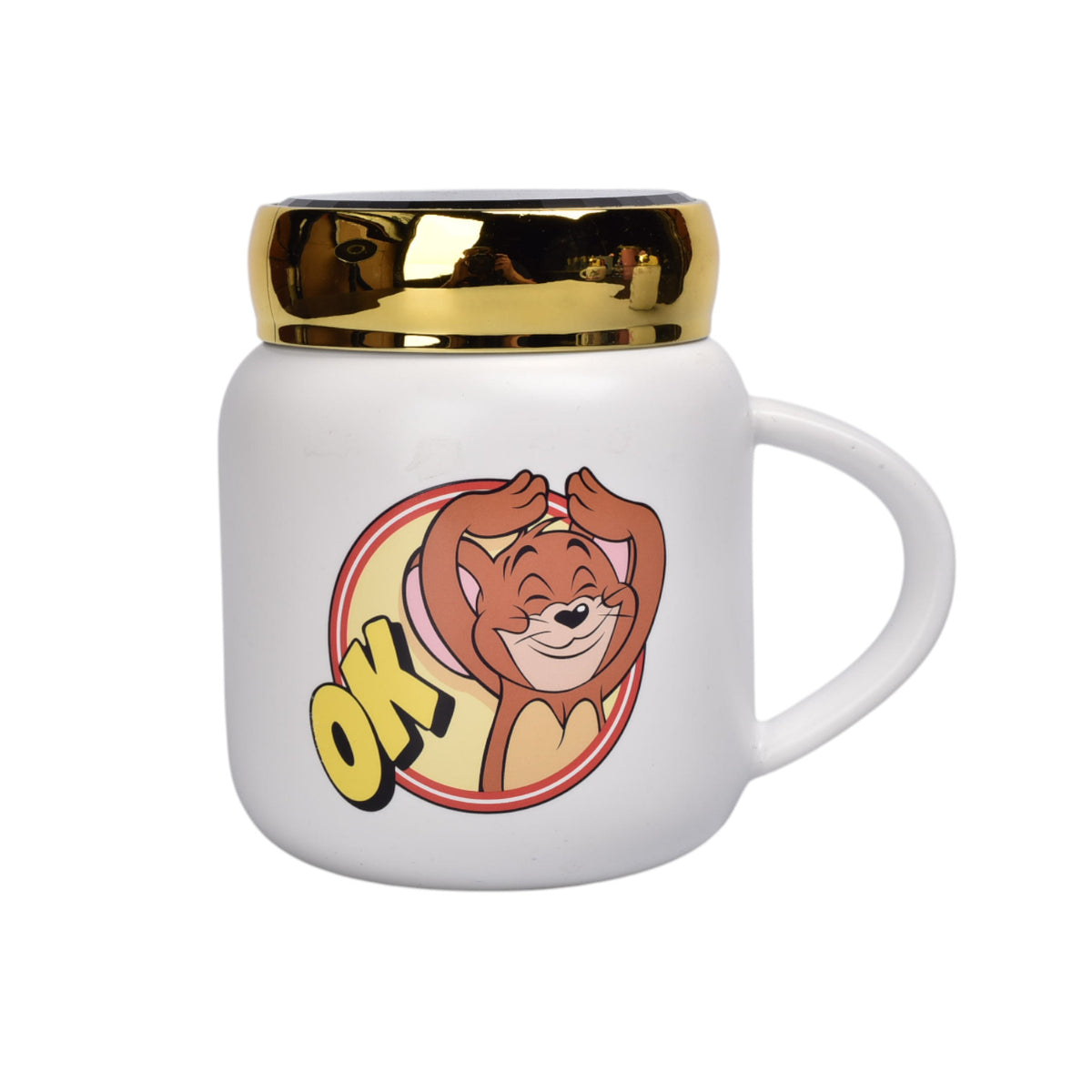 mug pocillo ceramica personaje con tapa espejo 420ml