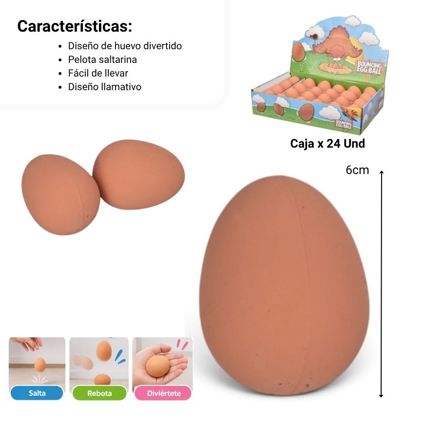 pelota forma de huevo - caja x24 und