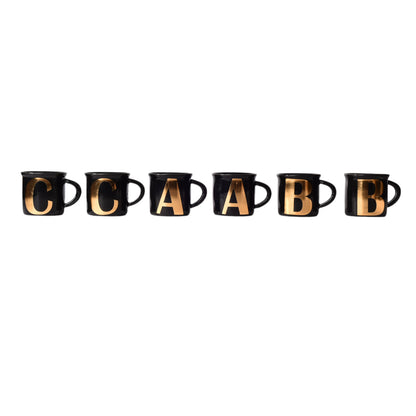 MUG POCILLO CERAMICA NEGRO CON LETRA DORADA