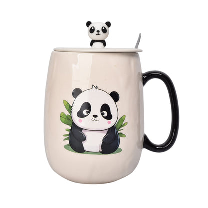 MUG POCILLO CON TAPA CERAMICA Y CUCHARA 600ML DIM:8X8