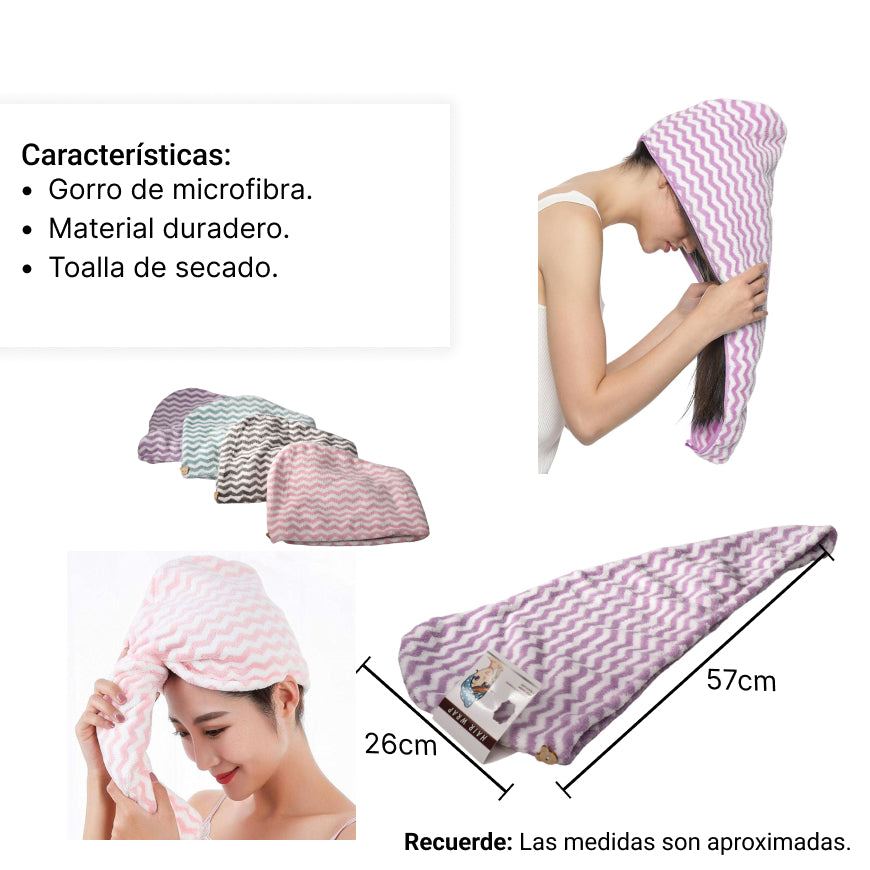 gorro microfibra para secar el cabello