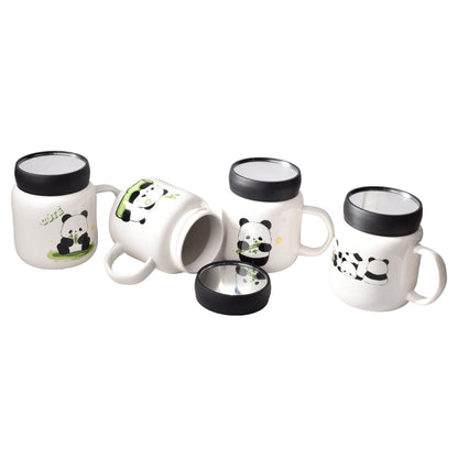 MUG POCILLO CERAMICA DE OSO PANDA GRANDE TAPA PLASTICA
