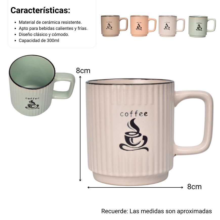 mug pocillo ceramica 300ml dim:8x8x9