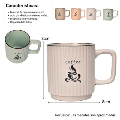MUG POCILLO CERAMICA 300ML DIM:8X8X9