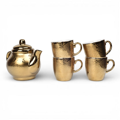 SET POCILLOS 4PCS CON BASE COLOR DORADO 90ML DIM:5X5X6