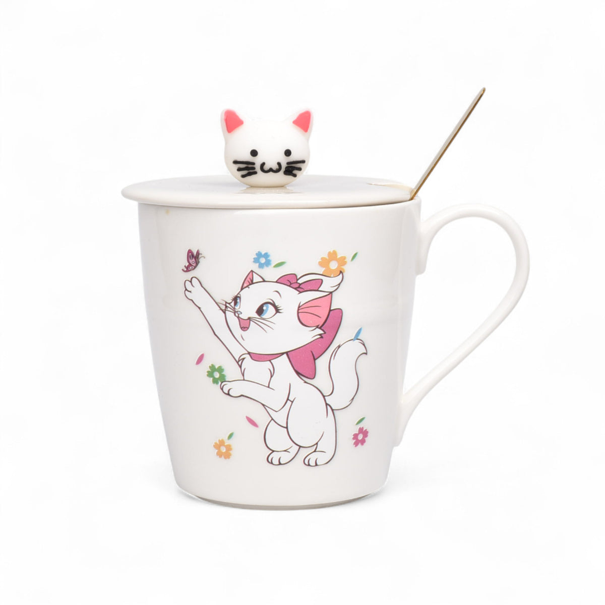 mug pocillo ceramica personaje con tapa y cuchara 370ml dim:9x8