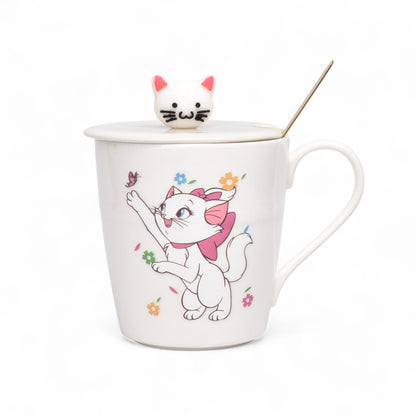 MUG POCILLO CERAMICA PERSONAJE CON TAPA Y CUCHARA 370ML DIM:9X8