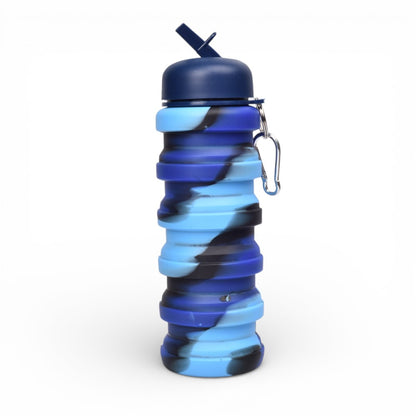 BOTELLA DE AGUA PLEGABLE 550ML SILICONA VARIOS COLORES