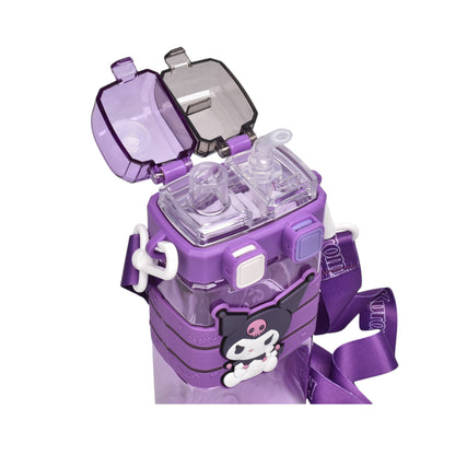 BOTELLA DE AGUA 520ML PERSONAJE PLASTICO MORADO DIM:19X8