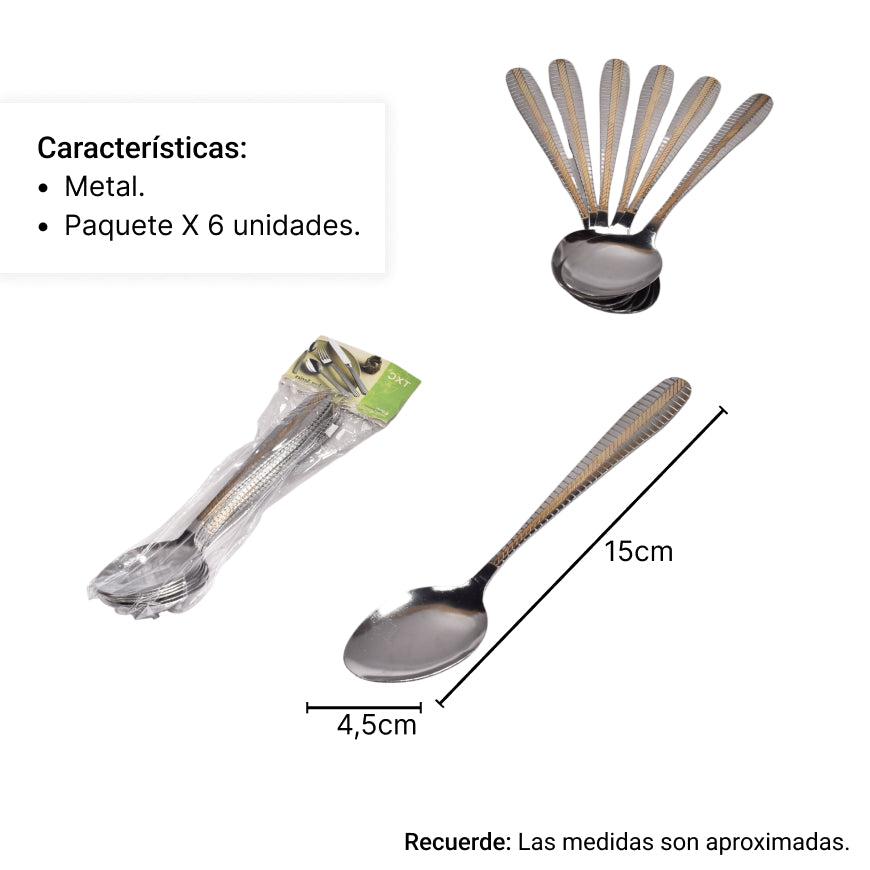 paquete x 6 und cuchara tintera en metal