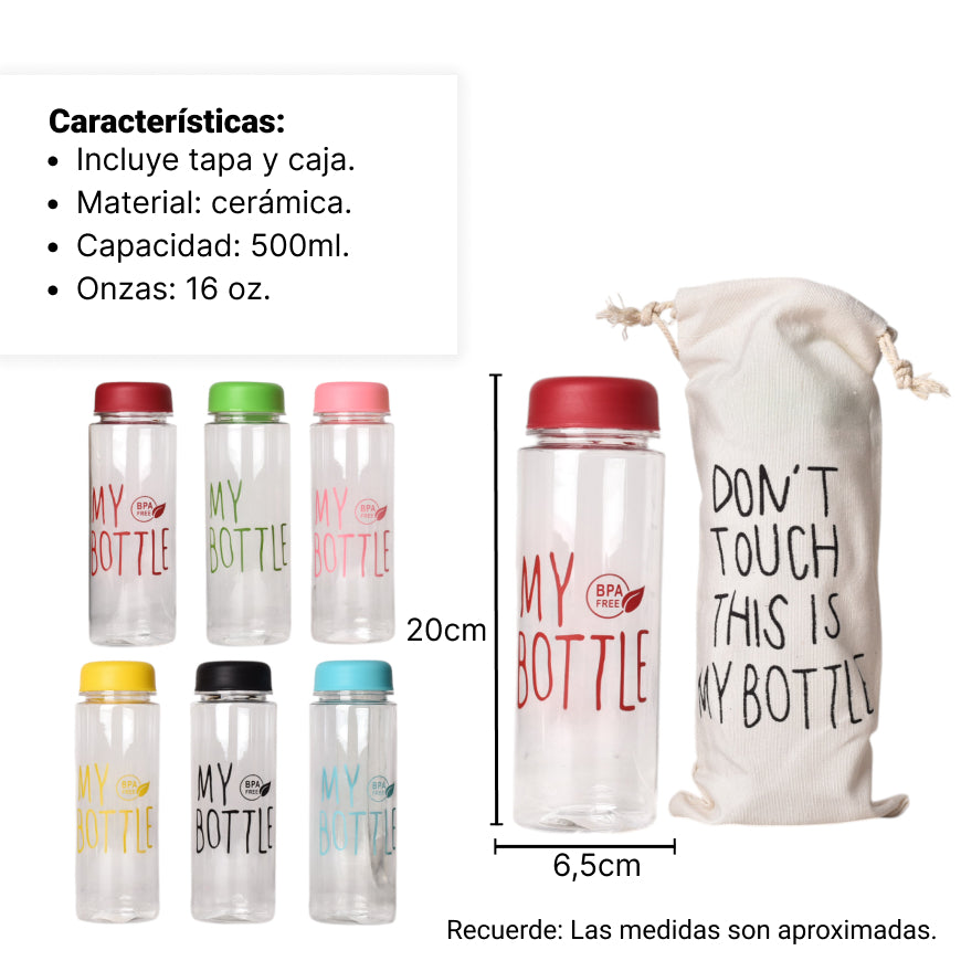 botella de agua 500ml plastico con forro