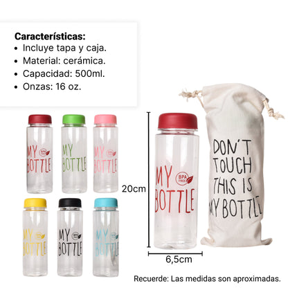 BOTELLA DE AGUA 500ML PLASTICO CON FORRO