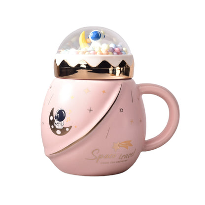 MUG POCILLO EN CERAMICA ASTRONAUTA GRANDE ANCHO CON TAPA