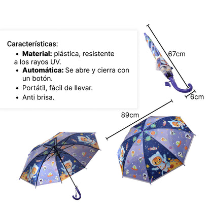SOMBRILLA MANUAL PARA NIÑOS UNISEX CON SILBATO