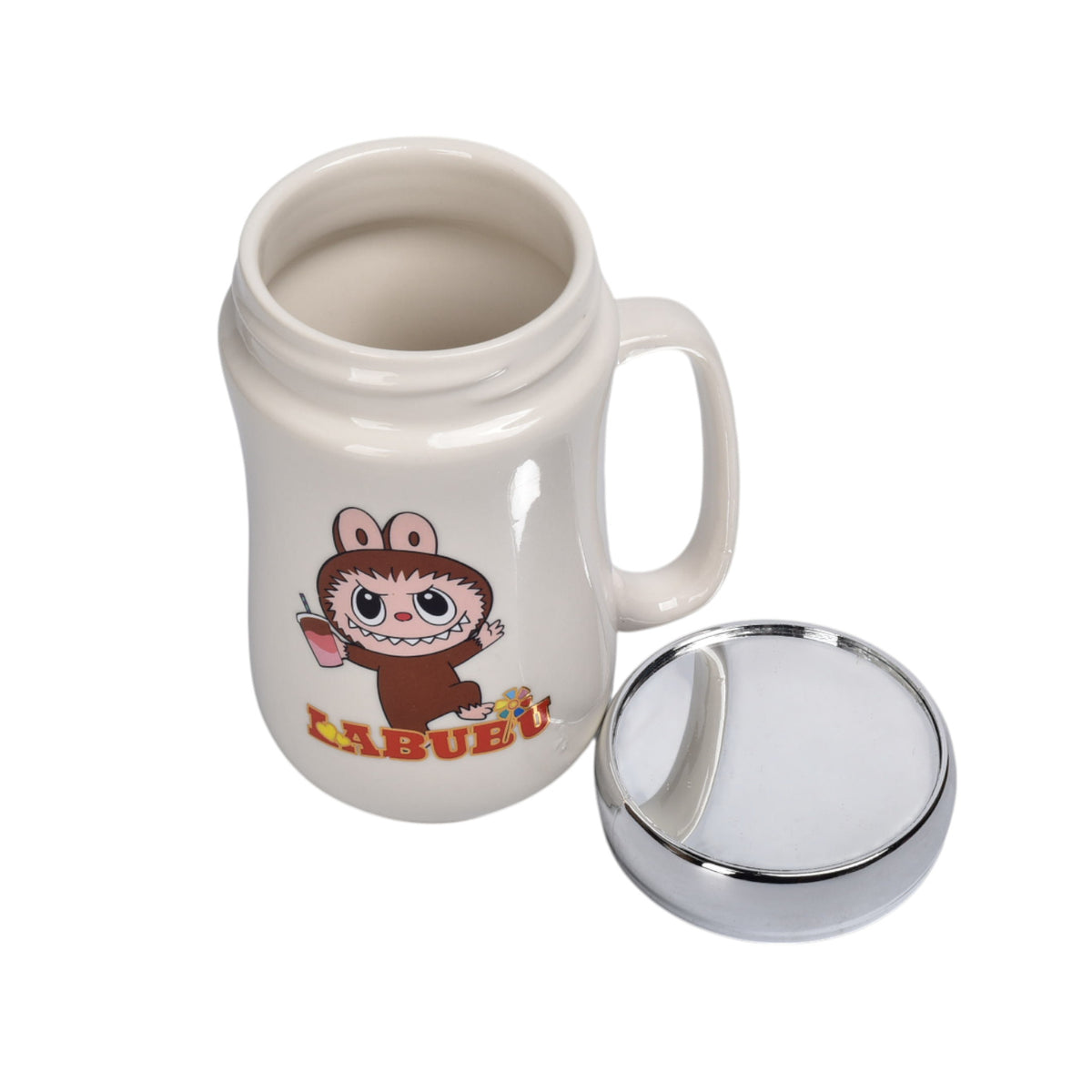 mug pocillo ceramica con tapa personaje 420ml dim:7x7x14