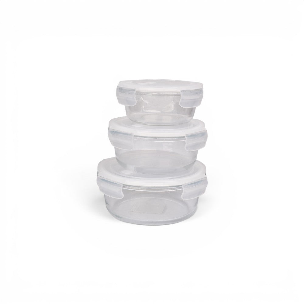 portacomida set 3pcs vidrio y plastico 400,650,1000ml