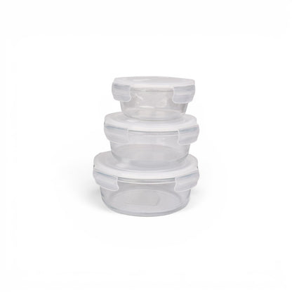 PORTACOMIDA SET 3PCS VIDRIO Y PLASTICO 400,650,1000ML