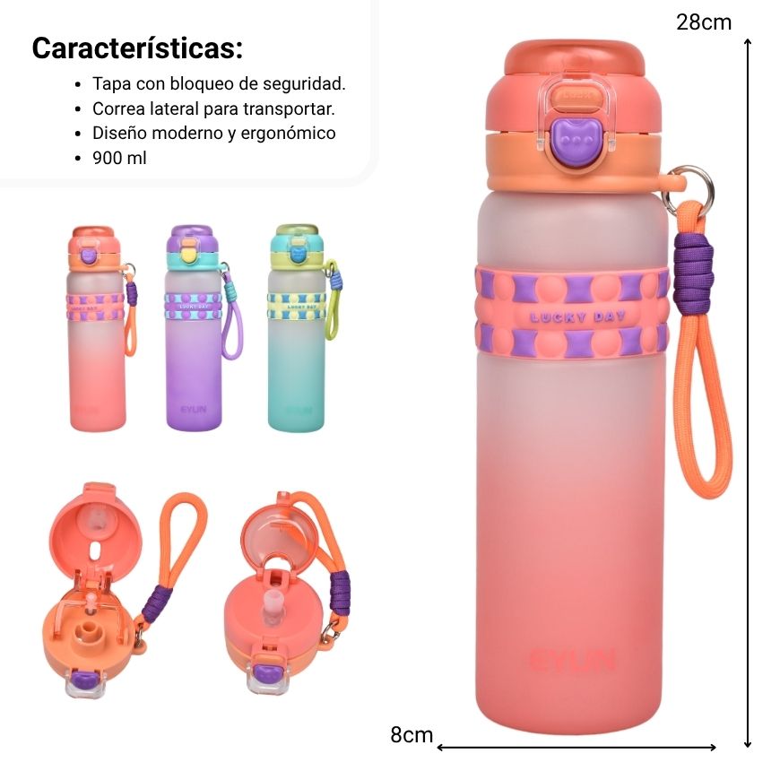 botella de agua plastico 900ml