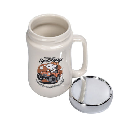 MUG POCILLO CERAMICA CON TAPA PERSONAJE 420ML DIM:8X8X14