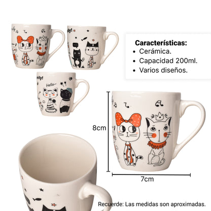 MUG POCILLO CERAMICA VARIOS DISEÑOS 200ML DIM:7X7X8