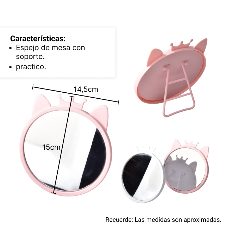 espejo tocador forma de gato dim:14*15cm
