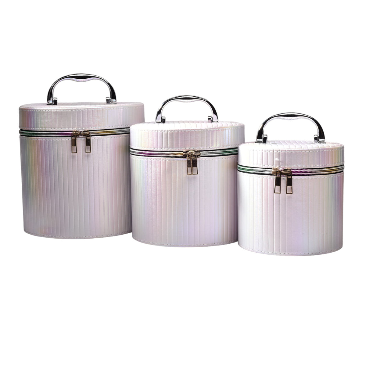 caja cosmetiquera redondo x 3 unidades
