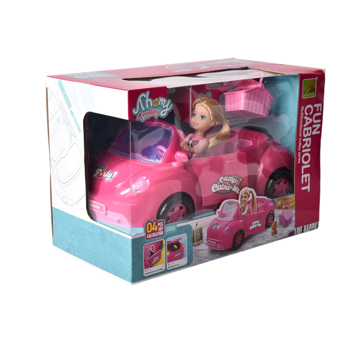 juguete muñeca carro deportivo de plastico con accesorios