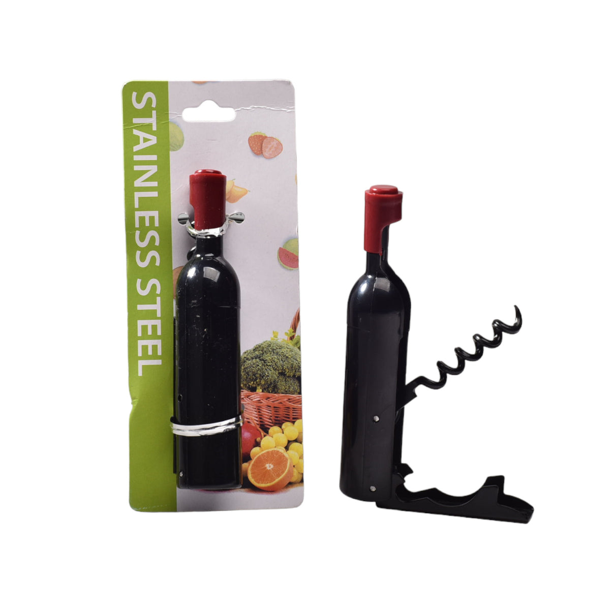 sacacorcho forma de vino metalico dim: 6x16cm