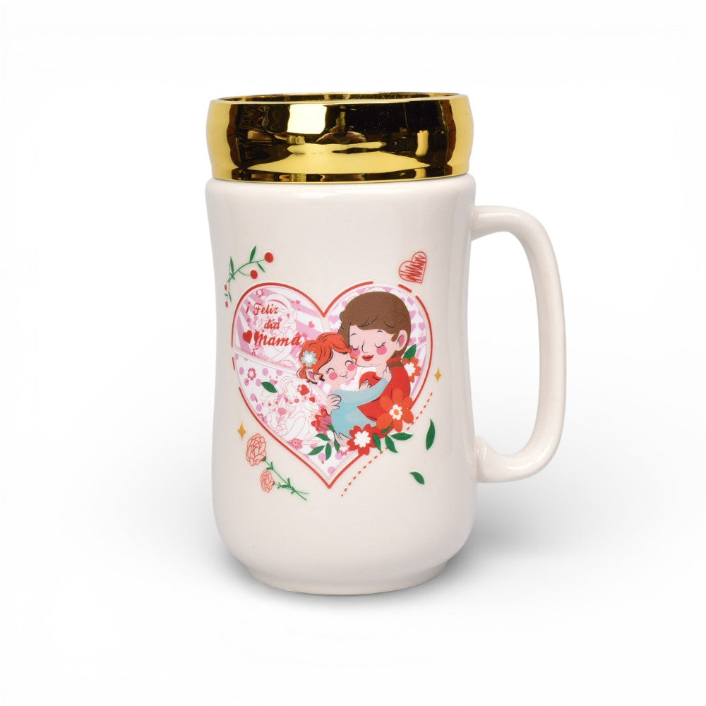 mug pocillo ceramica tapa espejo 420ml dim:6x6x13