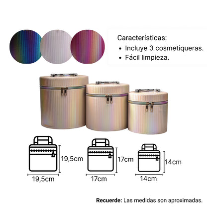 CAJA COSMETIQUERA REDONDO X 3 UNIDADES
