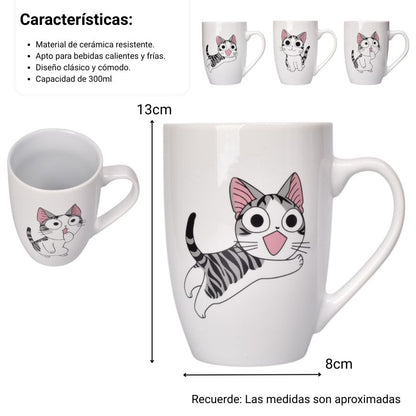 MUG POCILLO CERAMICA GRANDE 300ML DIM:8X8X13