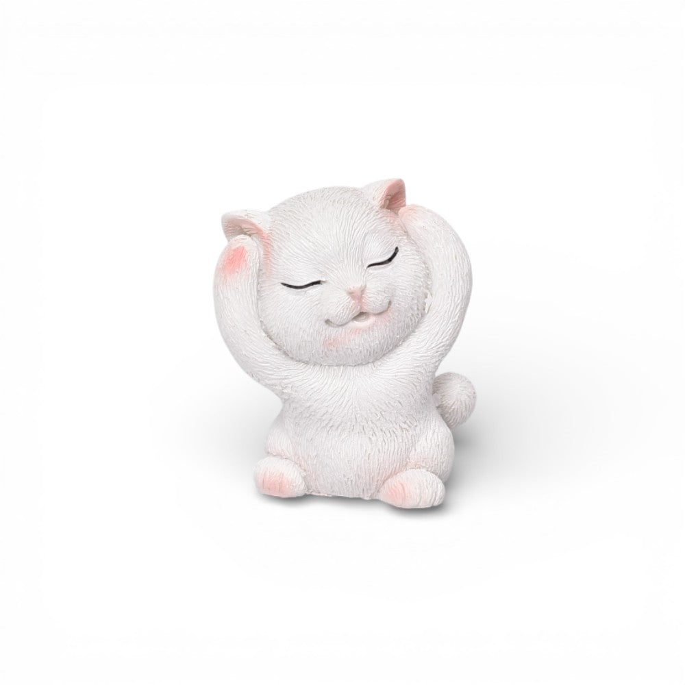 adorno resina blanco diseño gato dim:3x5x3