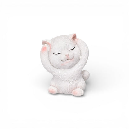 ADORNO RESINA BLANCO DISEÑO GATO DIM:3X5X3