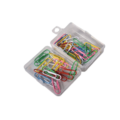 CAJA PLASTICA DE CLIPS METAL POR 50 UNIDADES VARIOS COLORES