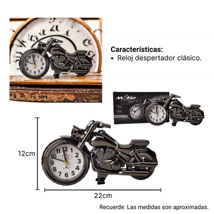 RELOJ FORMA DE MOTO NEGRA