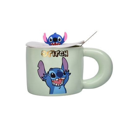 MUG POCILLO CERAMICA CON TAPA PERSONAJE 420ML DIM:9X9X7