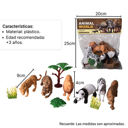 SET ANIMALES SALVAJES JUGUETE DIDACTICO PLASTICO COLECCIÓN N