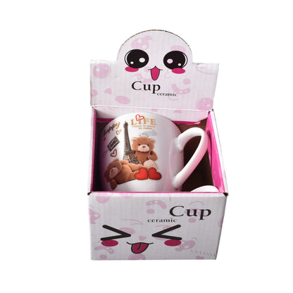 POCILLO MUG CON CUCHARA EN CERAMICA DISEÑO DE OSOS