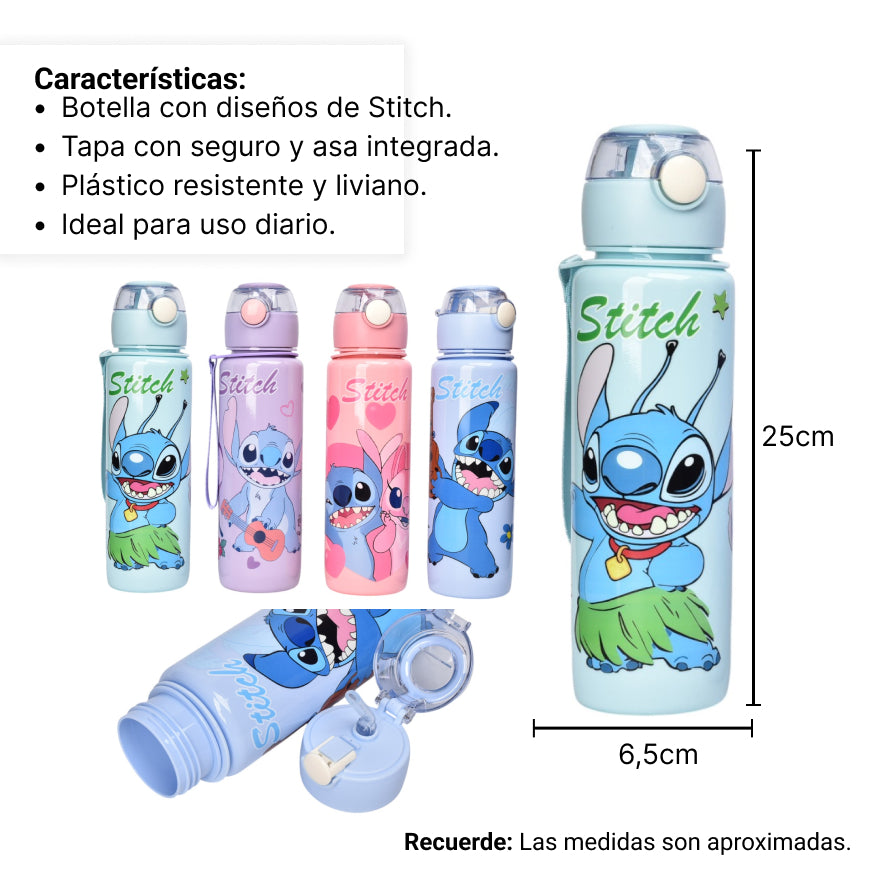 botella de agua 700ml personaje plastica dim:6x6x25