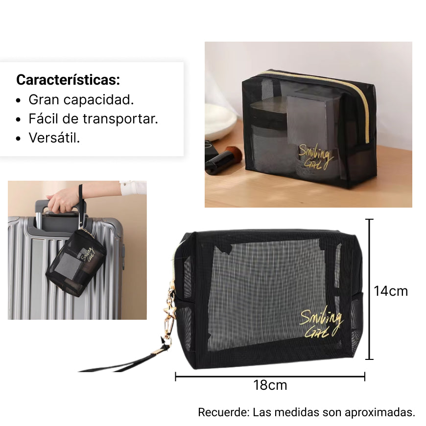 cosmetiquera organizador en nylon negro