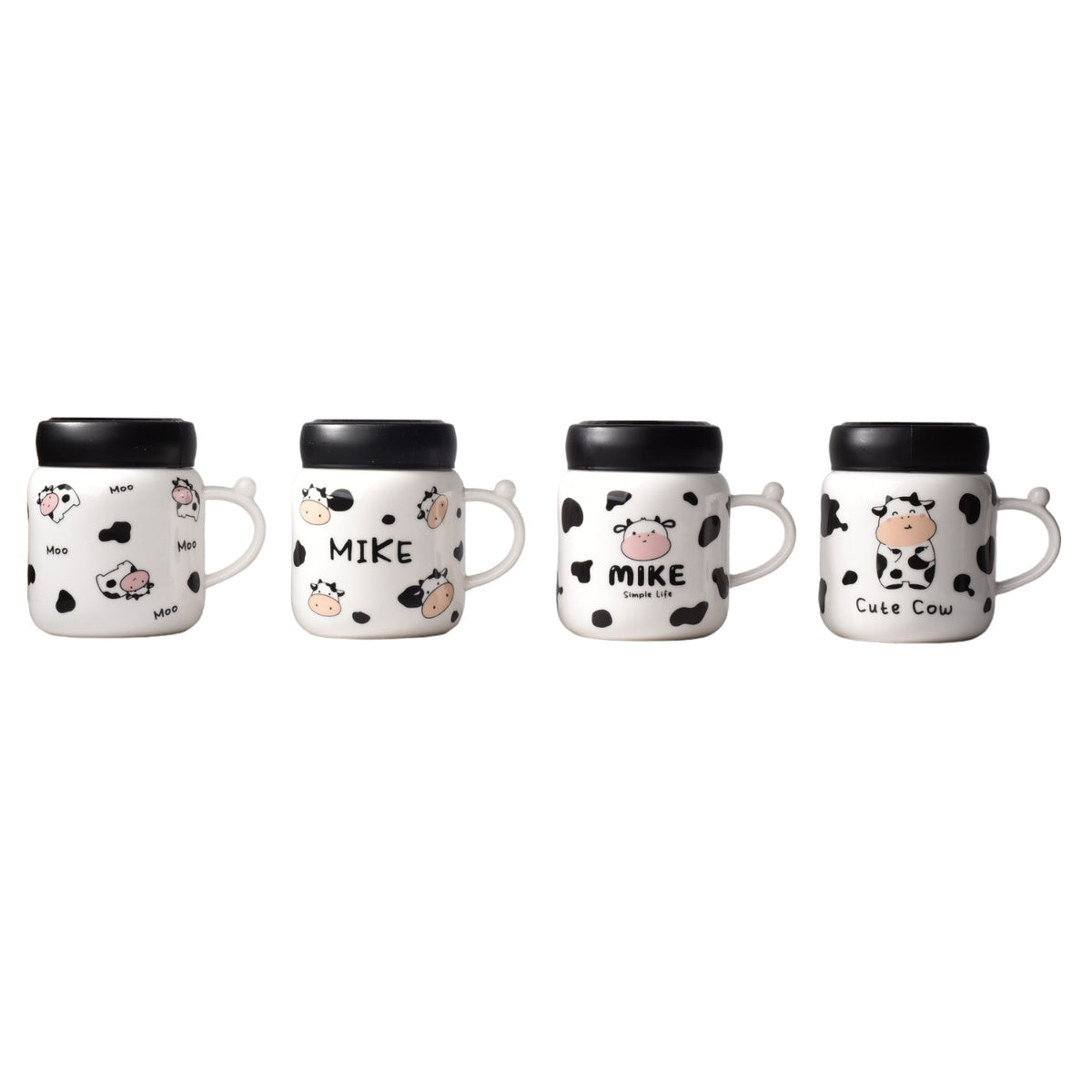 mug pocillo ceramica diseños de vacas con tapa de 380ml