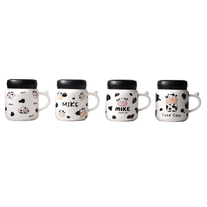 MUG POCILLO CERAMICA DISEÑOS DE VACAS CON TAPA DE 380ML